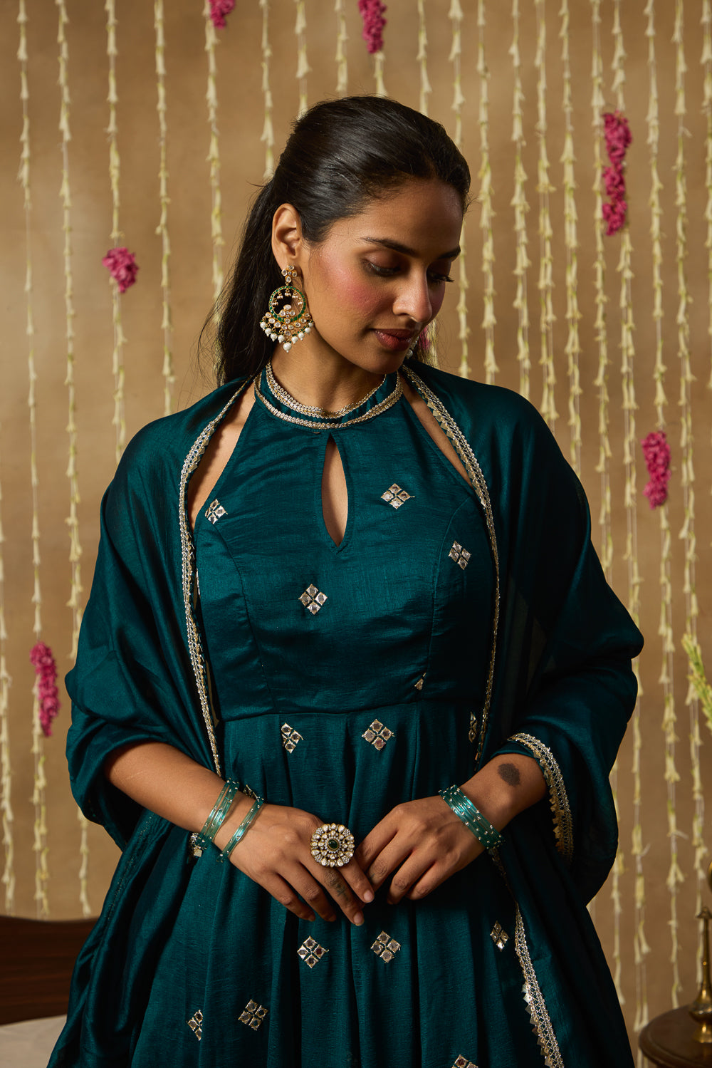 Jhoom Emerald Halter Anarkali Set