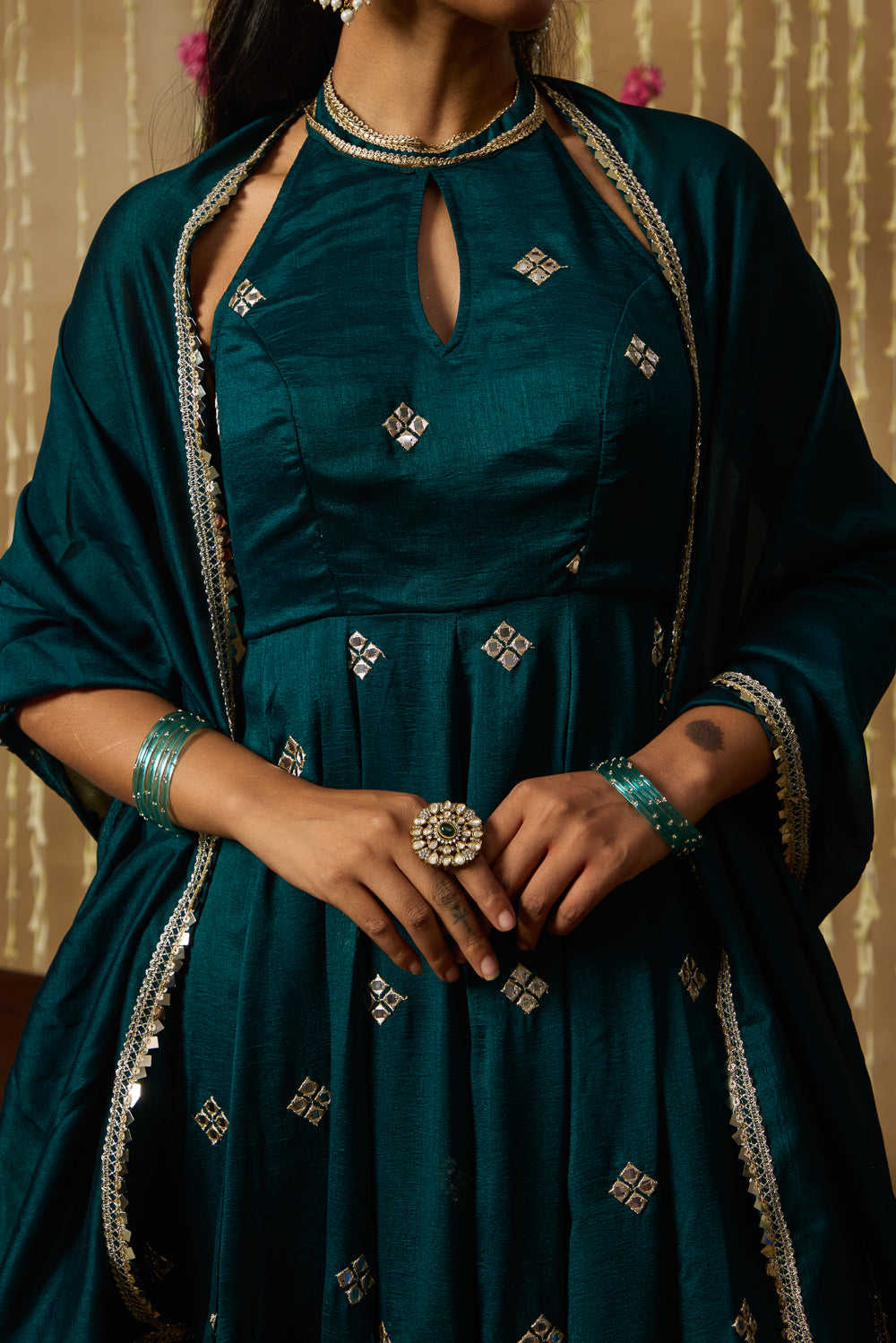 Jhoom Emerald Halter Anarkali Set