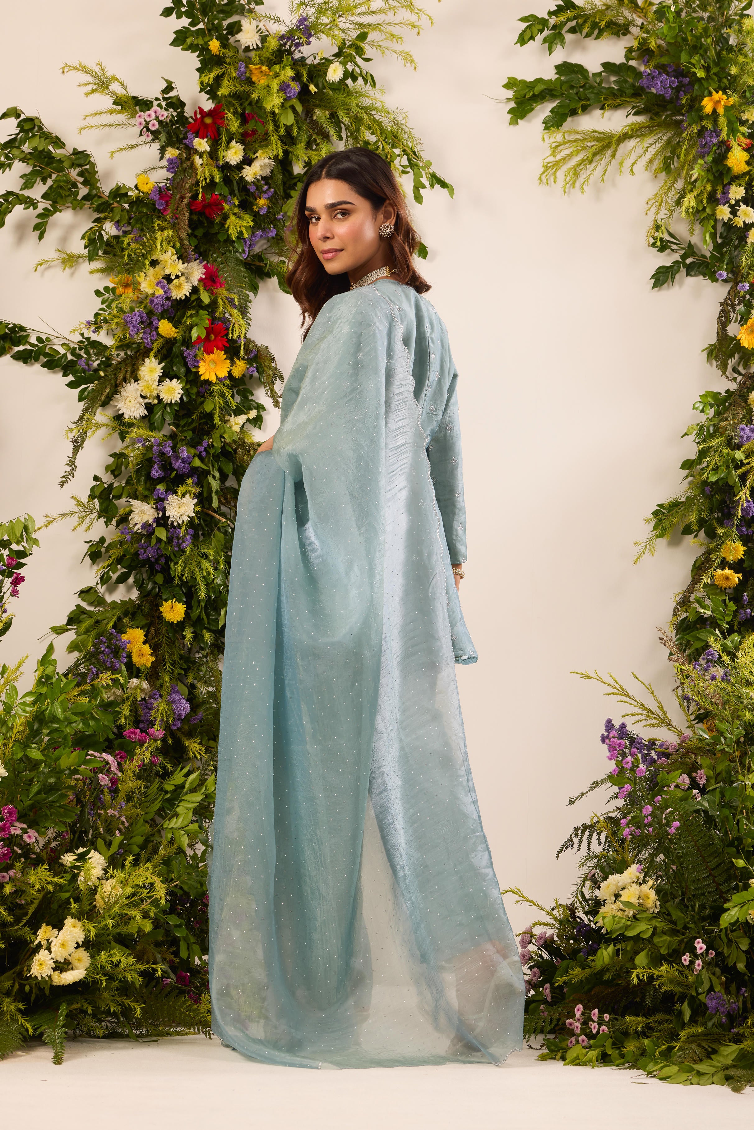 Mastaani Mist Blue Peplum Kurta Set