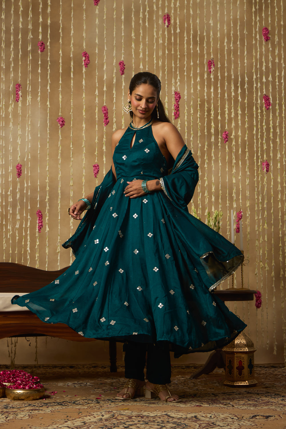 Jhoom Emerald Halter Anarkali Set