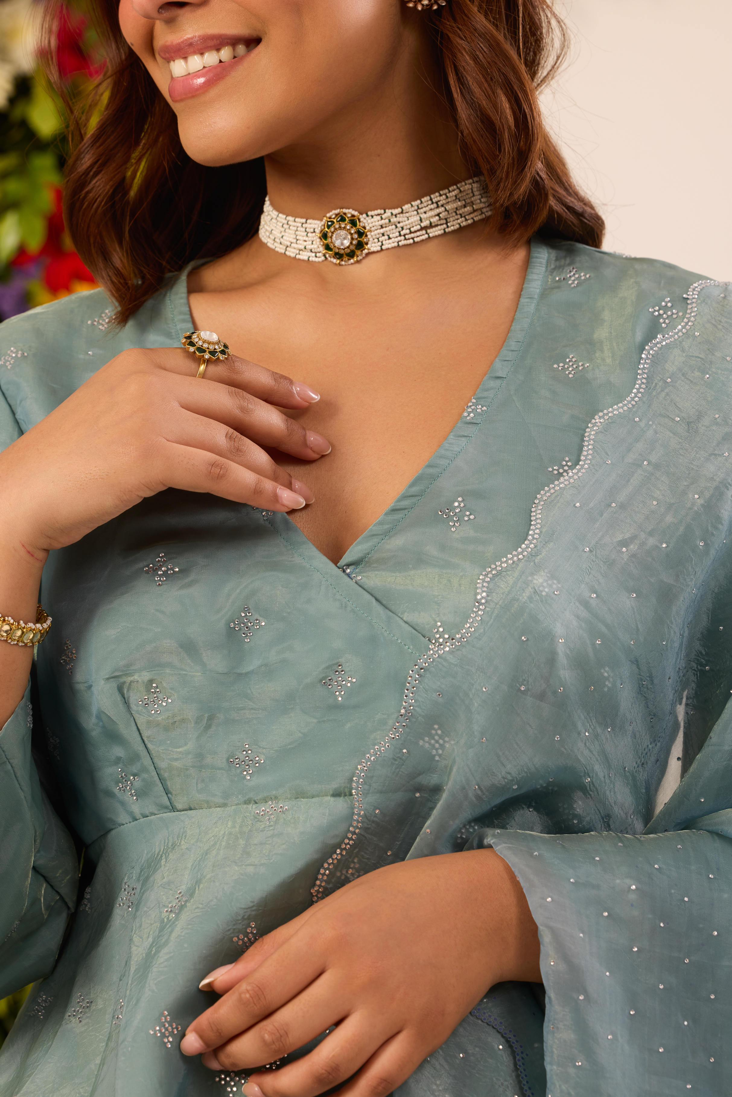 Mastaani Mist Blue Peplum Kurta Set