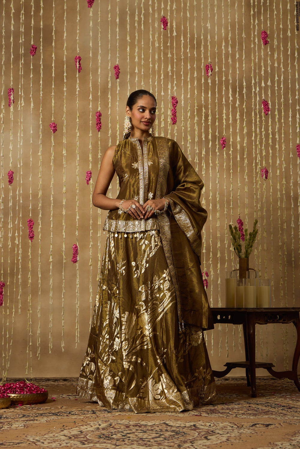 Jhoom Antique Olive Lehenga Set