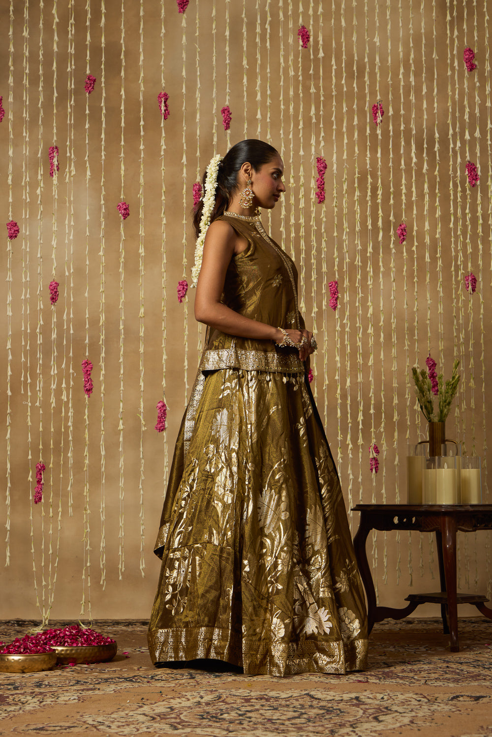 Jhoom Antique Olive Lehenga Set