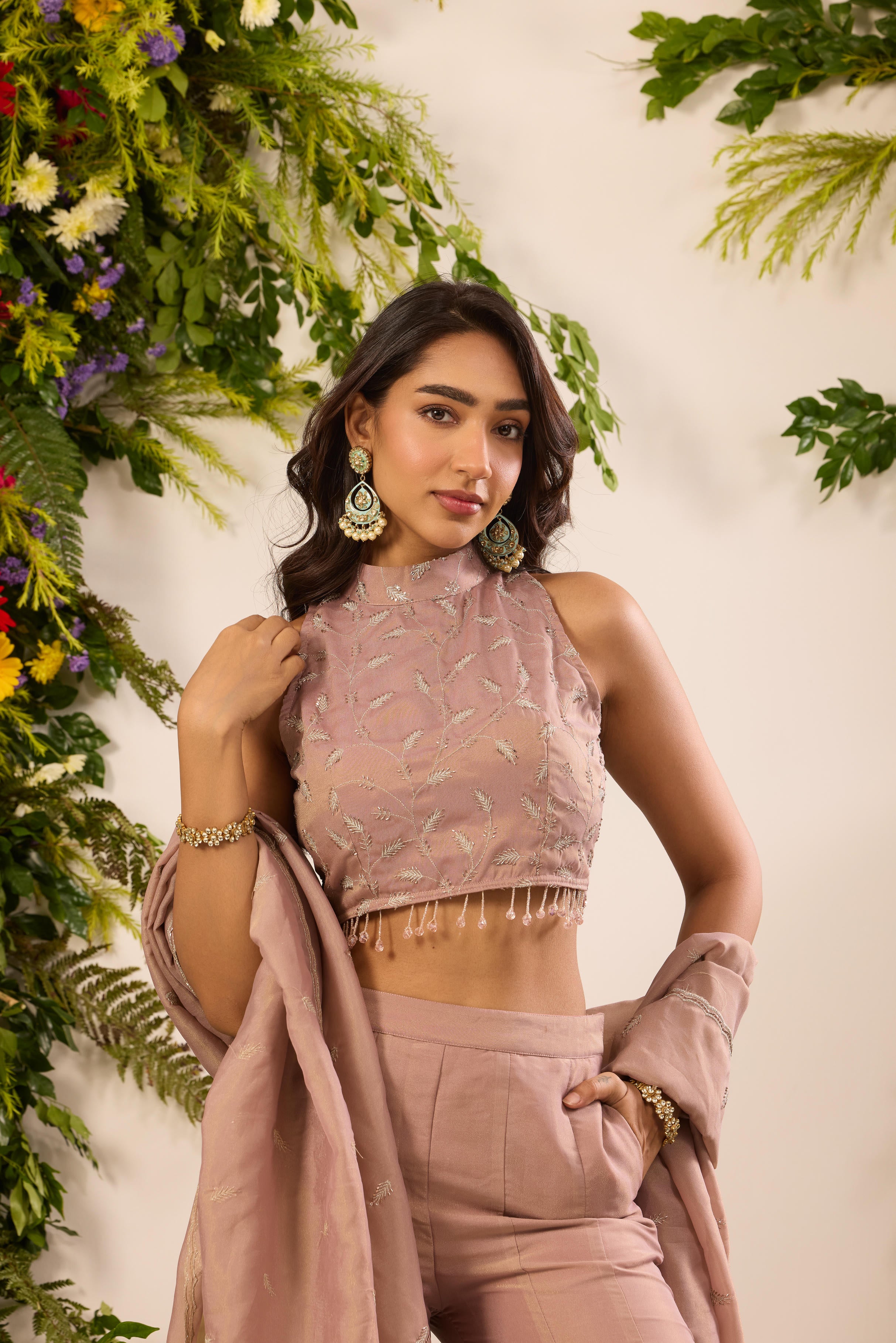 Mastaani Dusty Rose Sharara Set