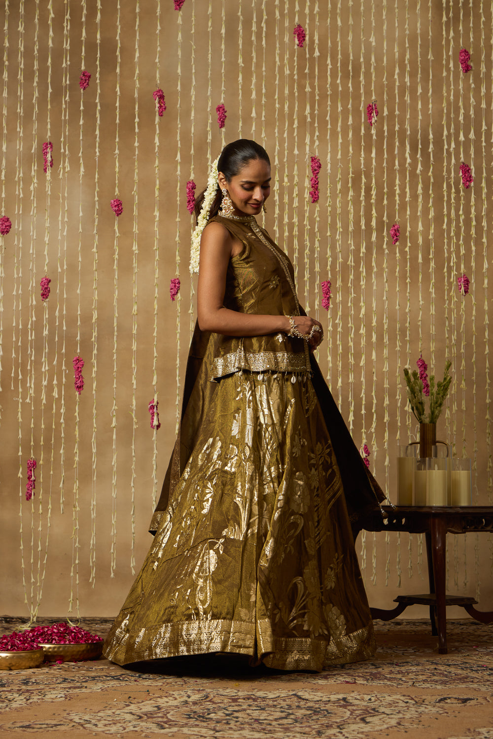 Jhoom Antique Olive Lehenga Set