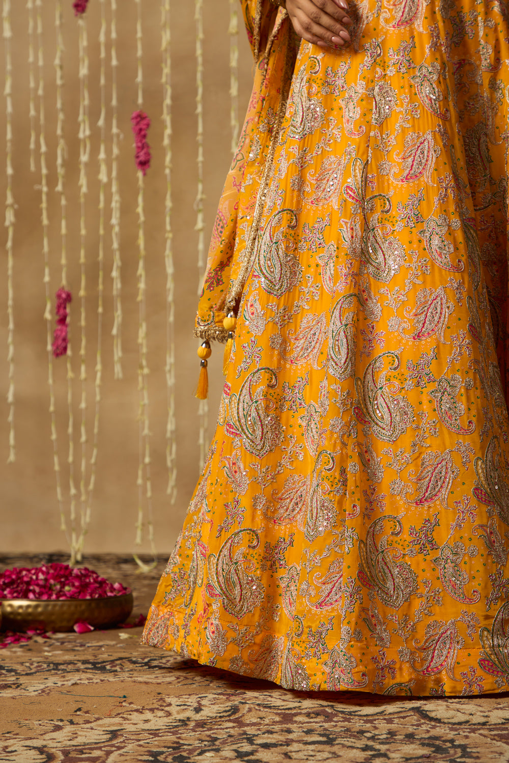 Jhoom Yellow Paisley Corset Lehenga Set