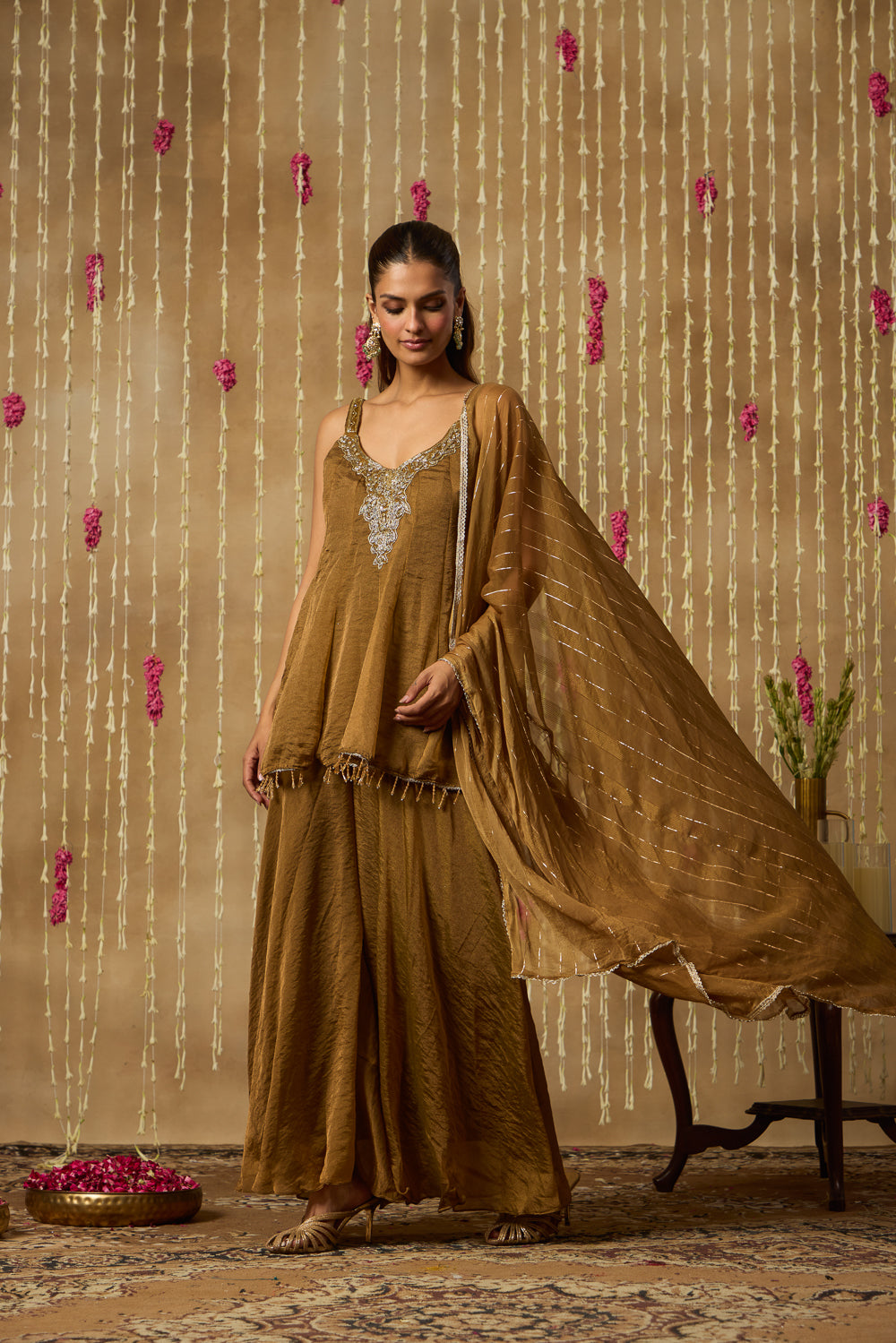 Jhoom Rustic Moss Sharara Set