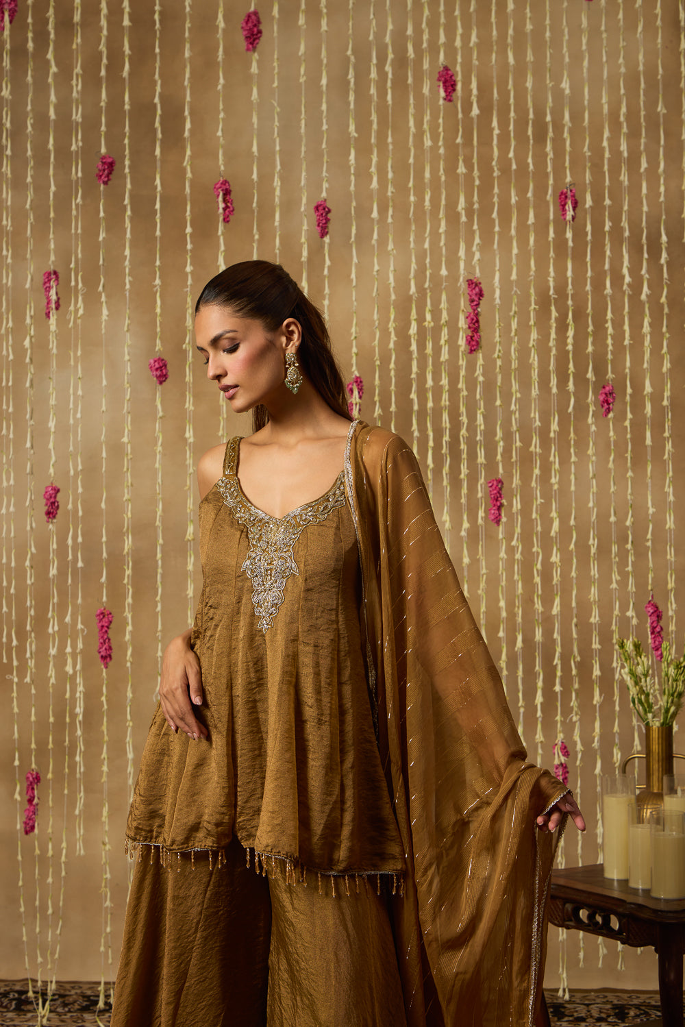 Jhoom Rustic Moss Sharara Set