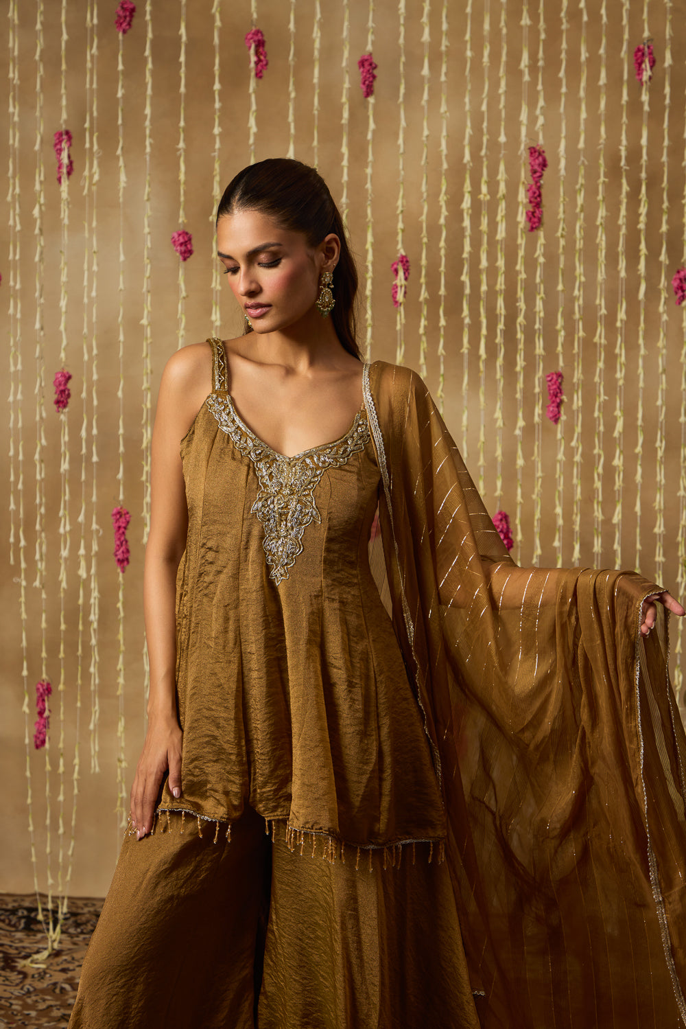 Jhoom Rustic Moss Sharara Set