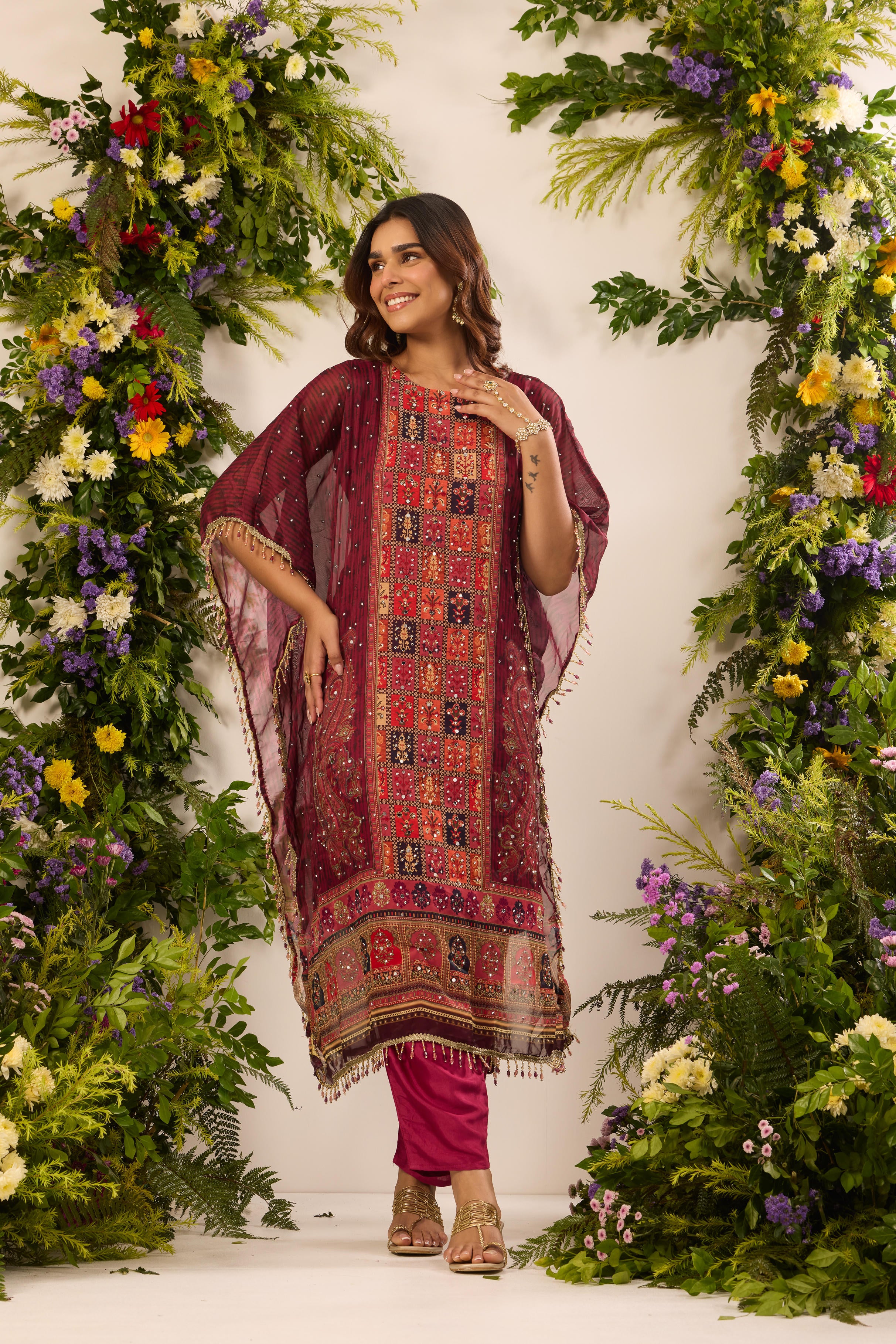 Mastaani Vintage Maroon Kaftan Set