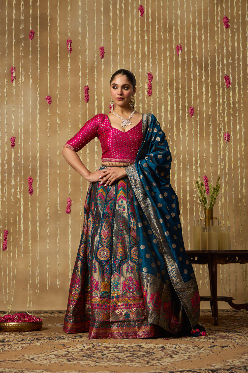 Jhoom Ajrakh Multi Lehenga Set