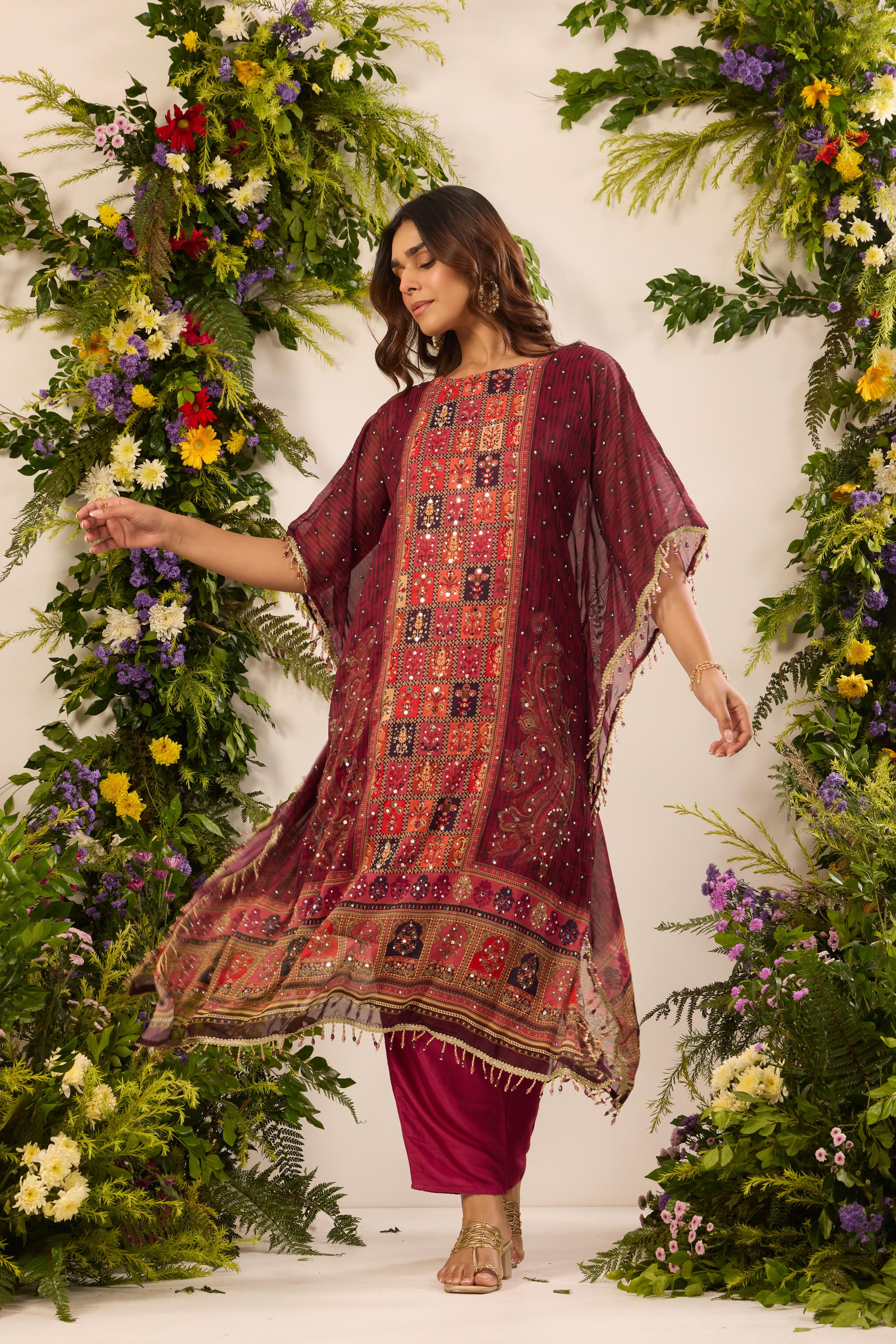 Mastaani Vintage Maroon Kaftan Set