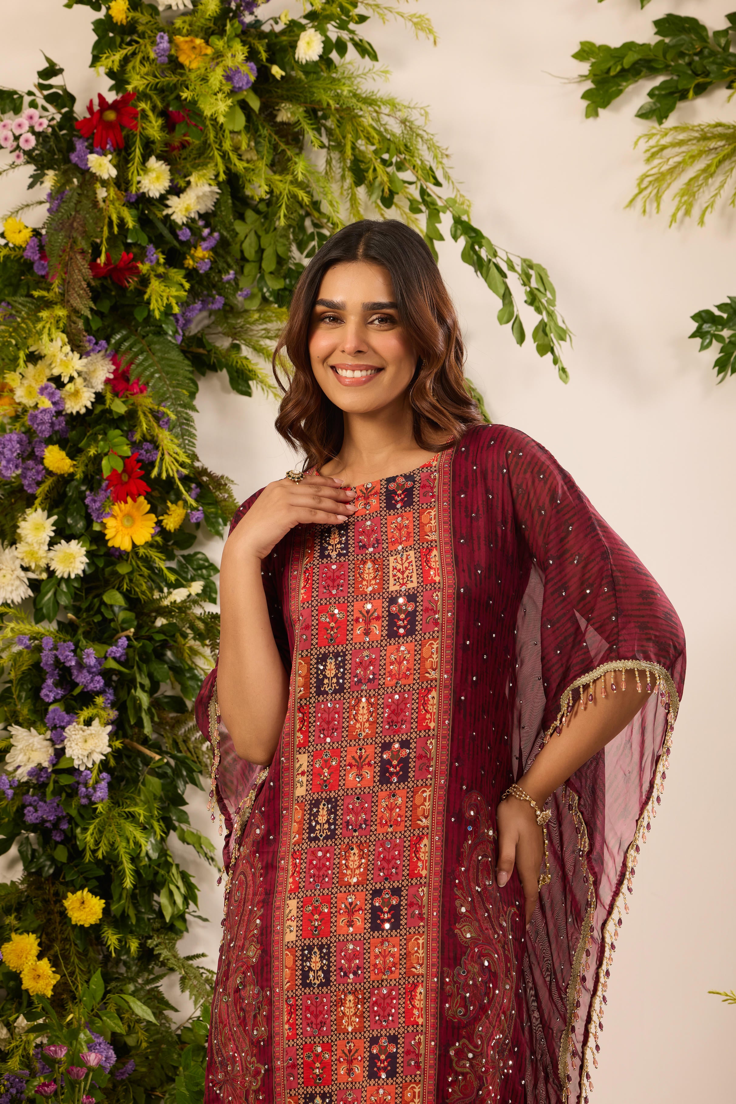 Mastaani Vintage Maroon Kaftan Set