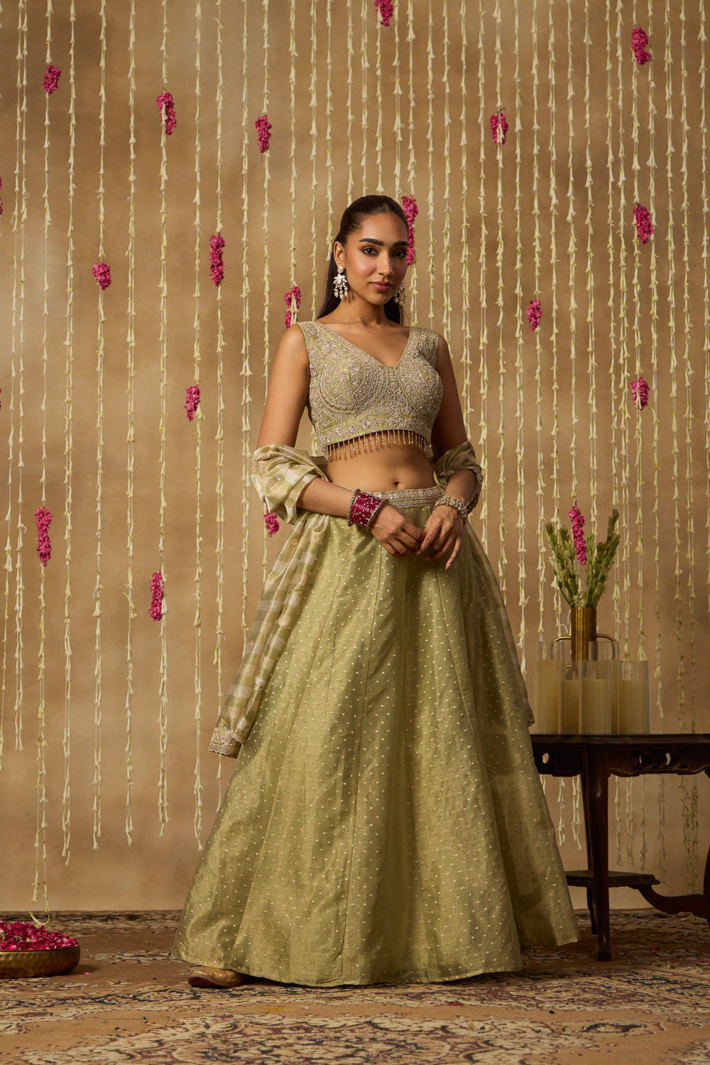 Jhoom Sage Sequin Lehenga Set