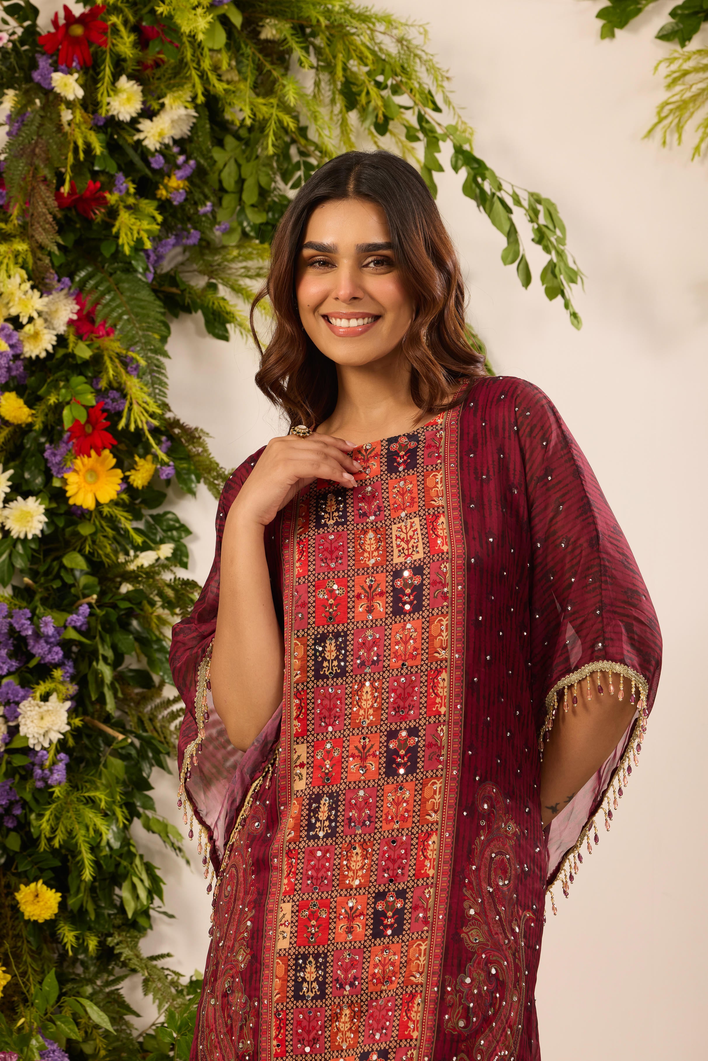 Mastaani Vintage Maroon Kaftan Set