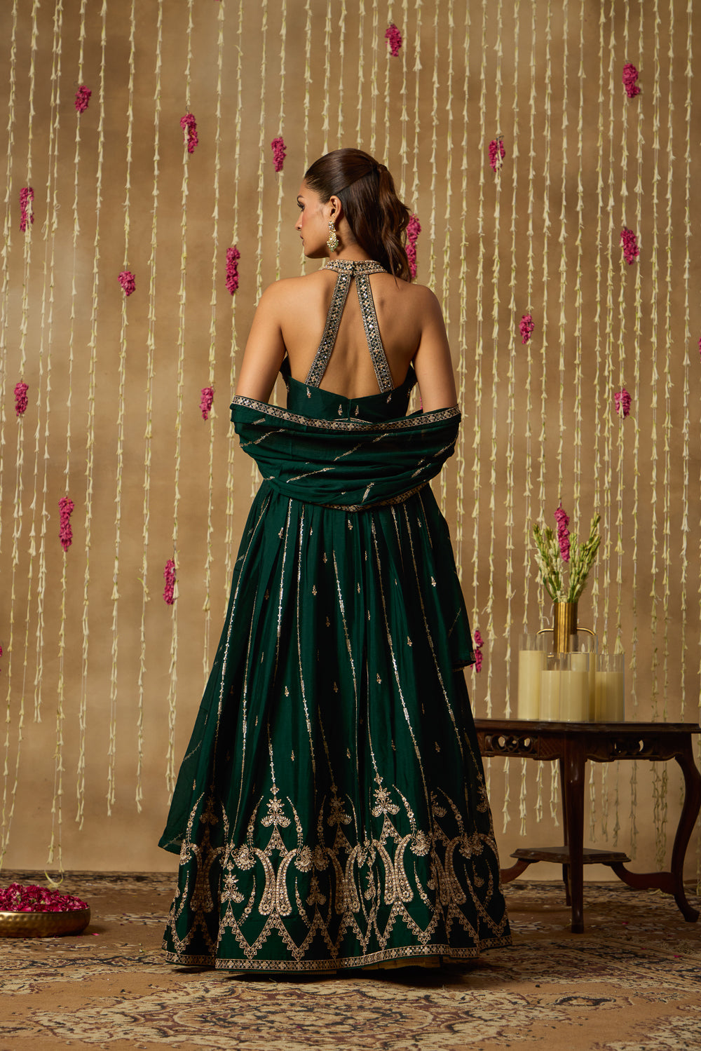 Jhoom Emerald Gold Lehenga Set