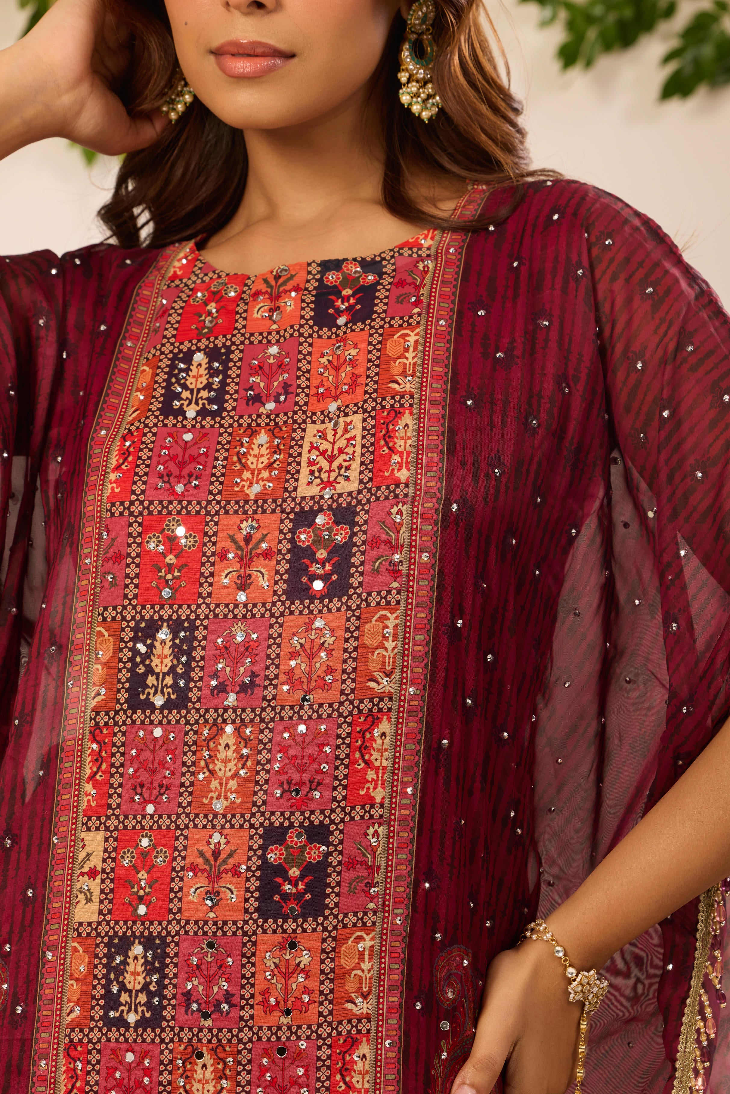 Mastaani Vintage Maroon Kaftan Set