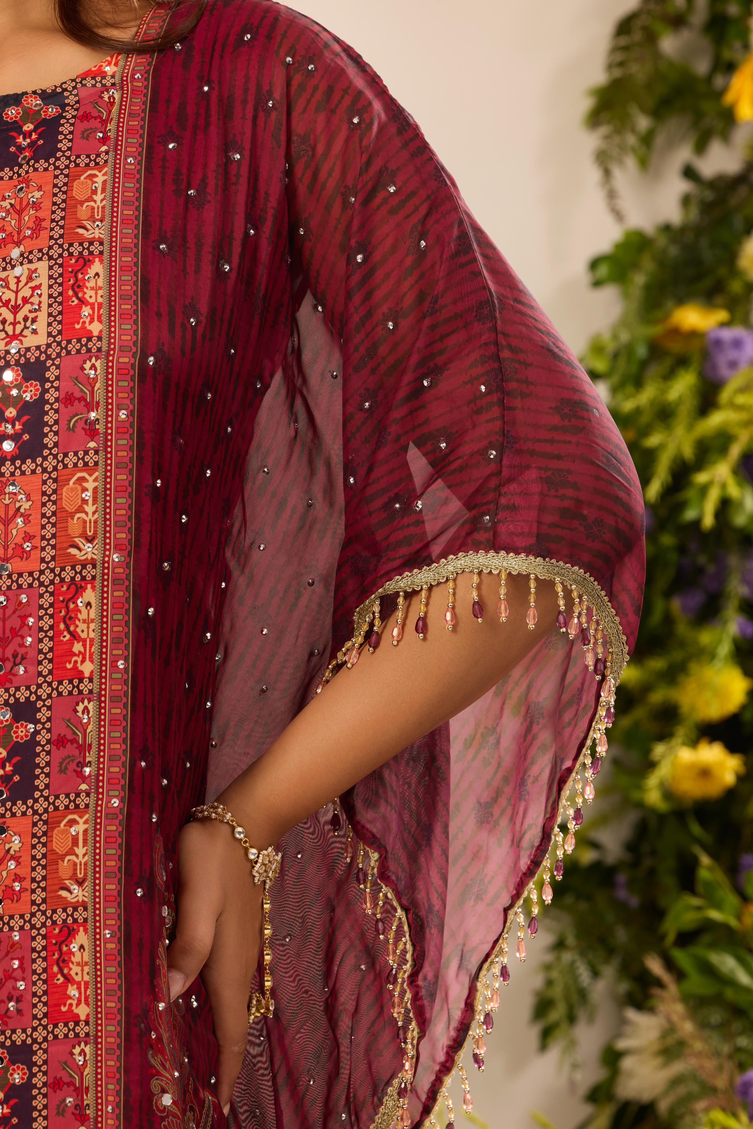 Mastaani Vintage Maroon Kaftan Set