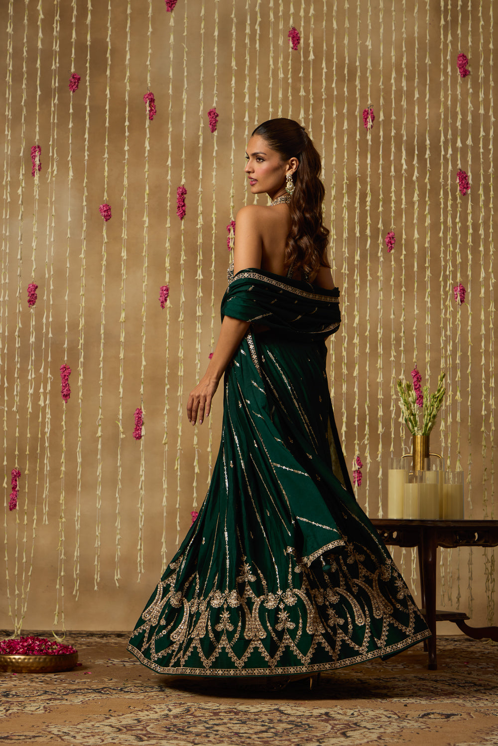 Jhoom Emerald Gold Lehenga Set
