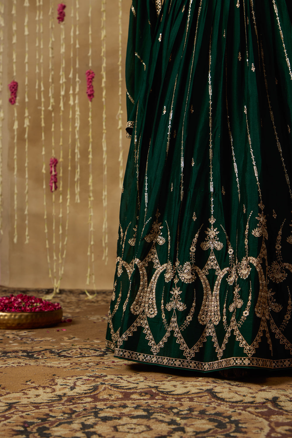 Jhoom Emerald Gold Lehenga Set