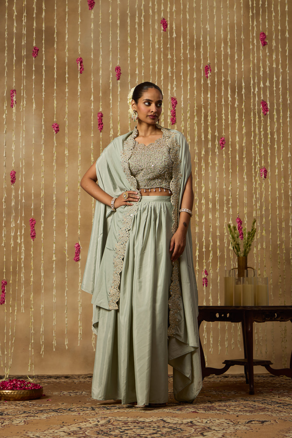 Jhoom Dusty Mint Drape Set
