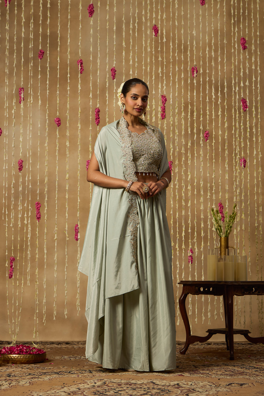 Jhoom Dusty Mint Drape Set