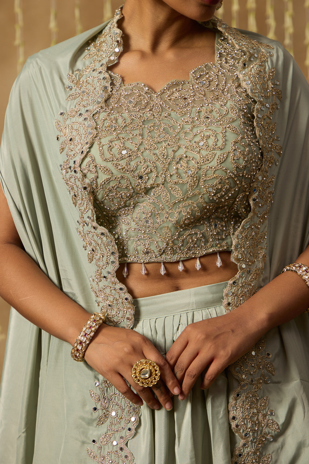 Jhoom Dusty Mint Drape Set