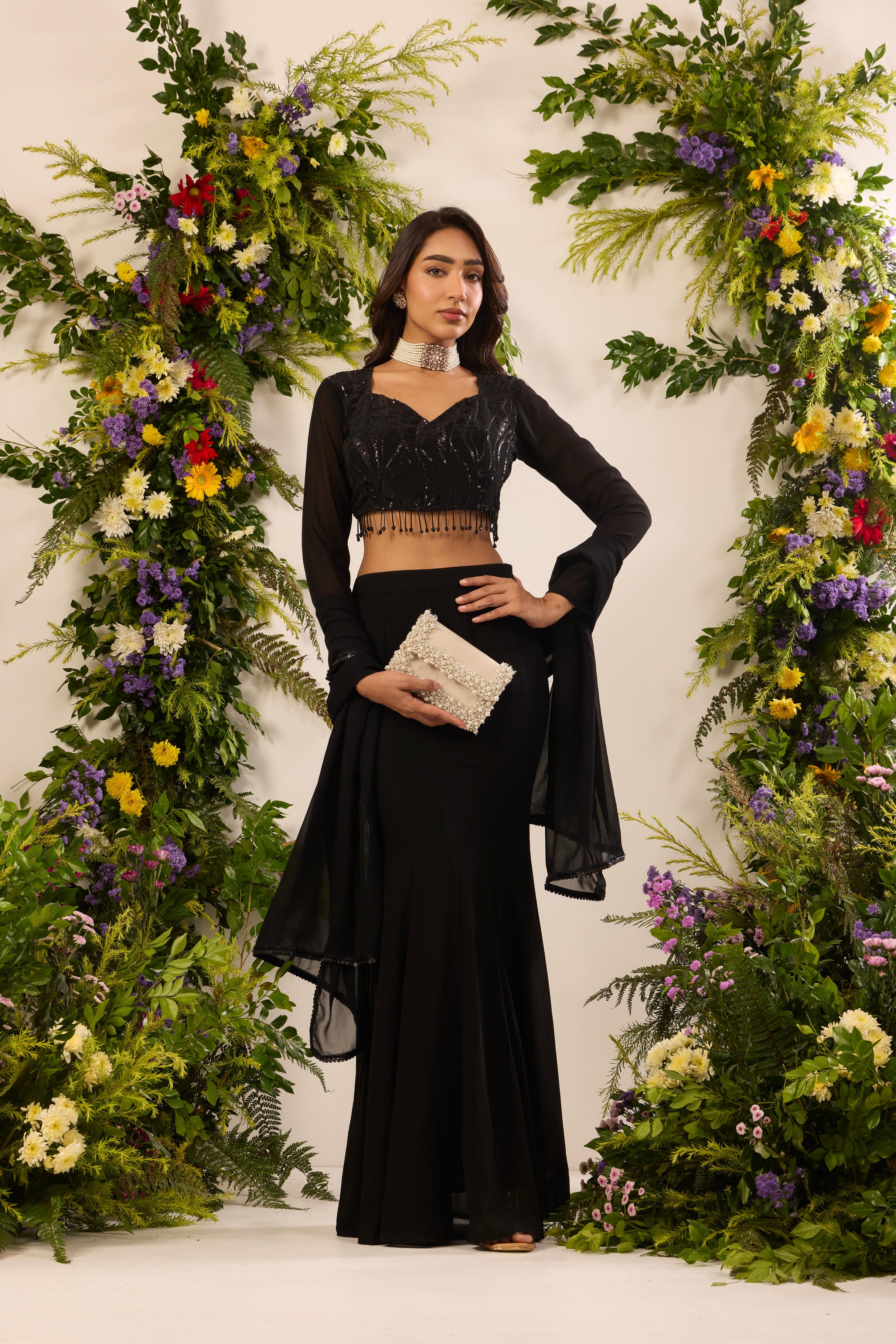 Mastaani Black Aurora Skirt Set