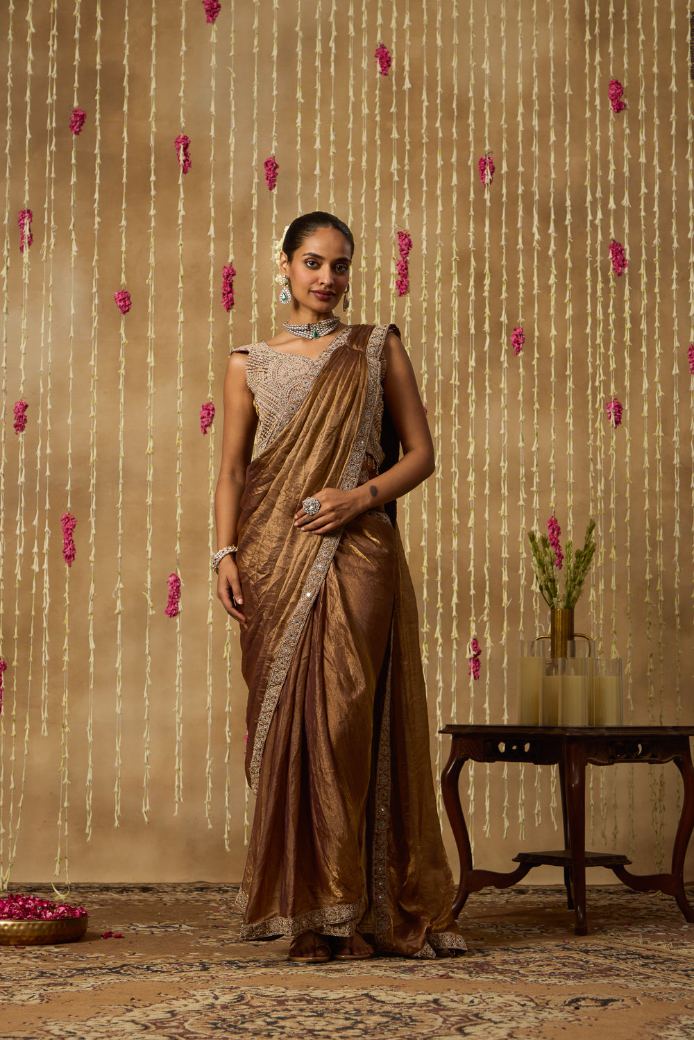Jhoom Antique Bronze Saree Set