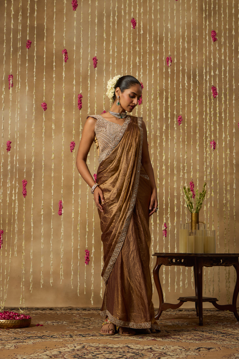 Jhoom Antique Bronze Saree Set