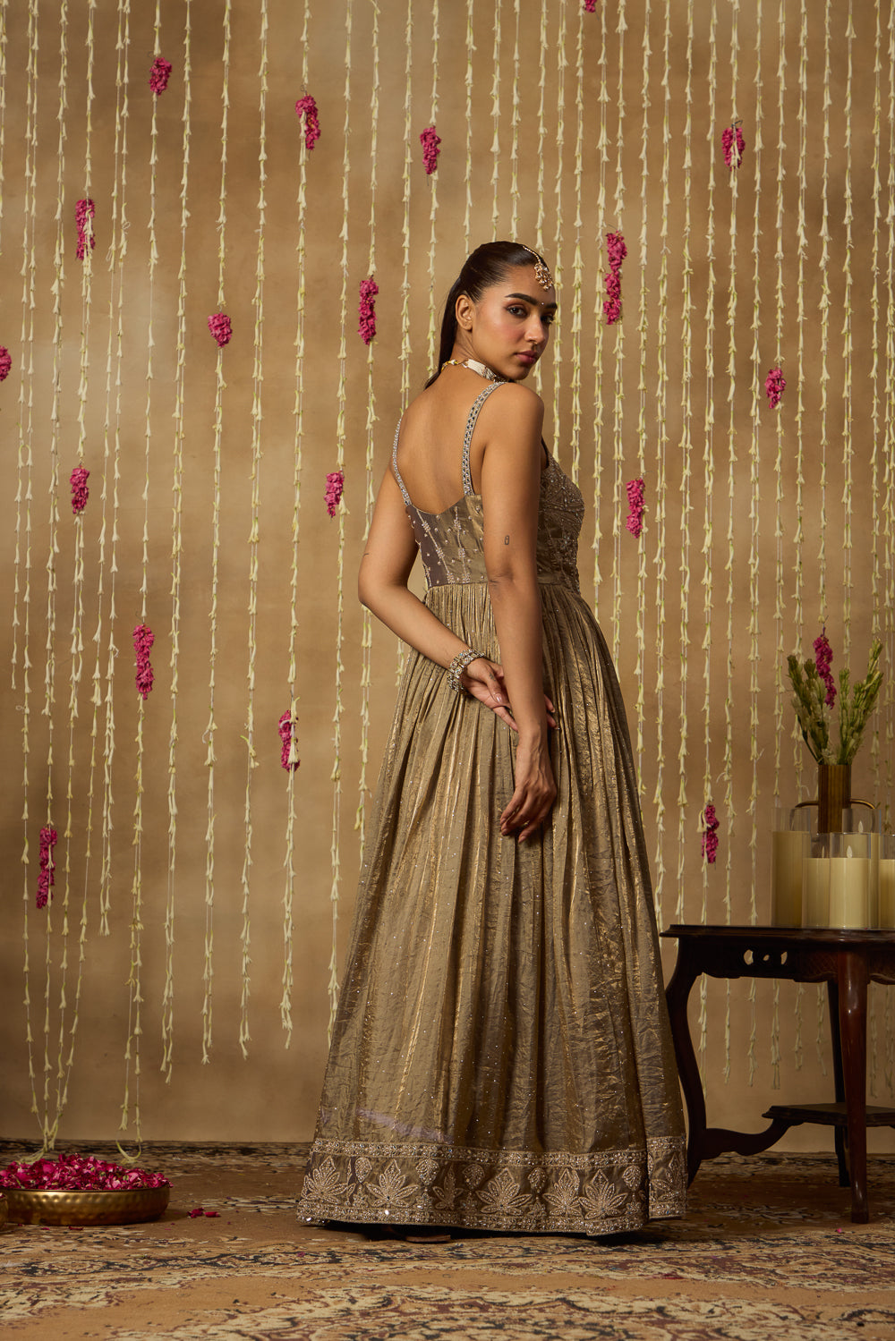 Jhoom Antique Mist Anarkali Set