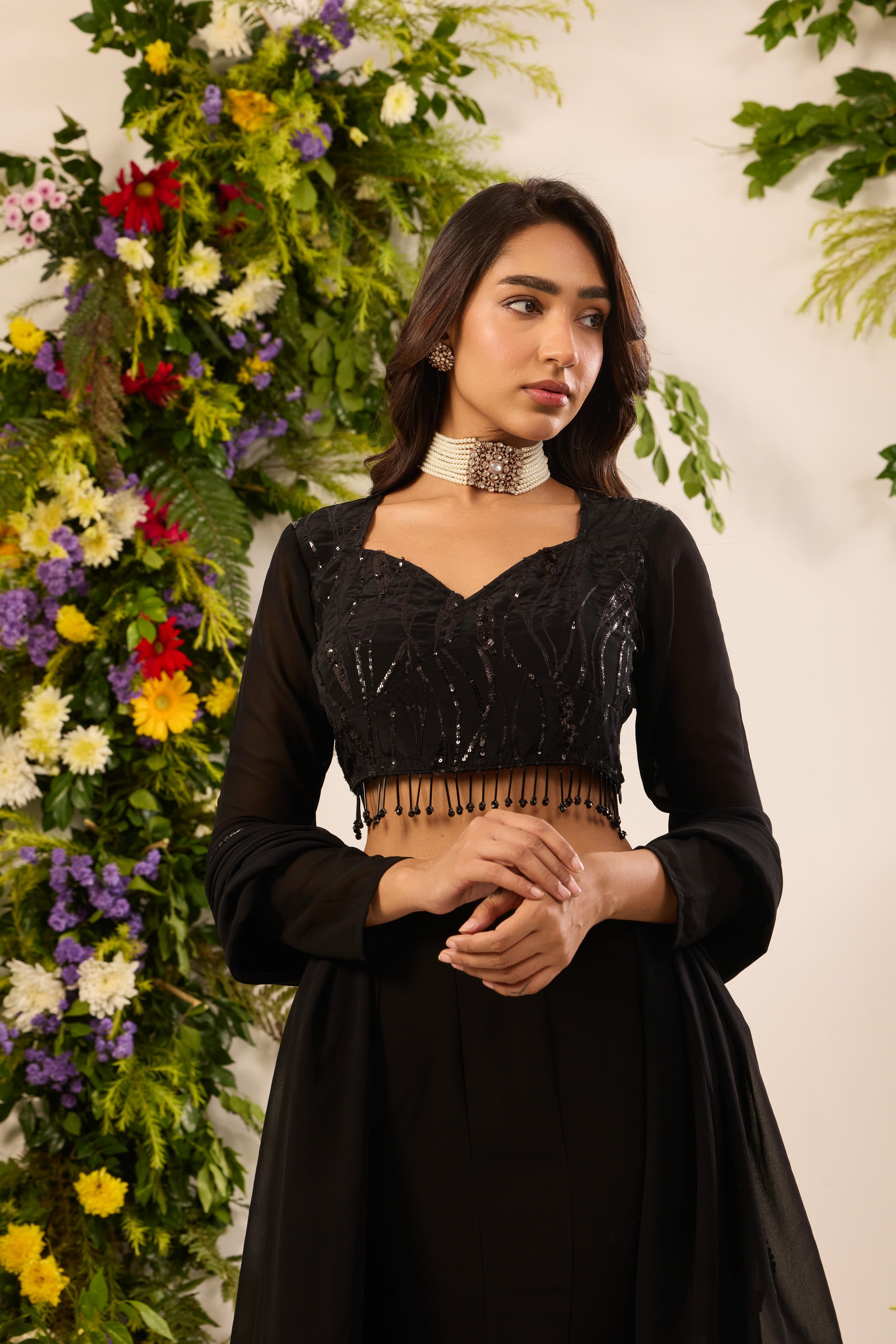 Mastaani Black Aurora Skirt Set