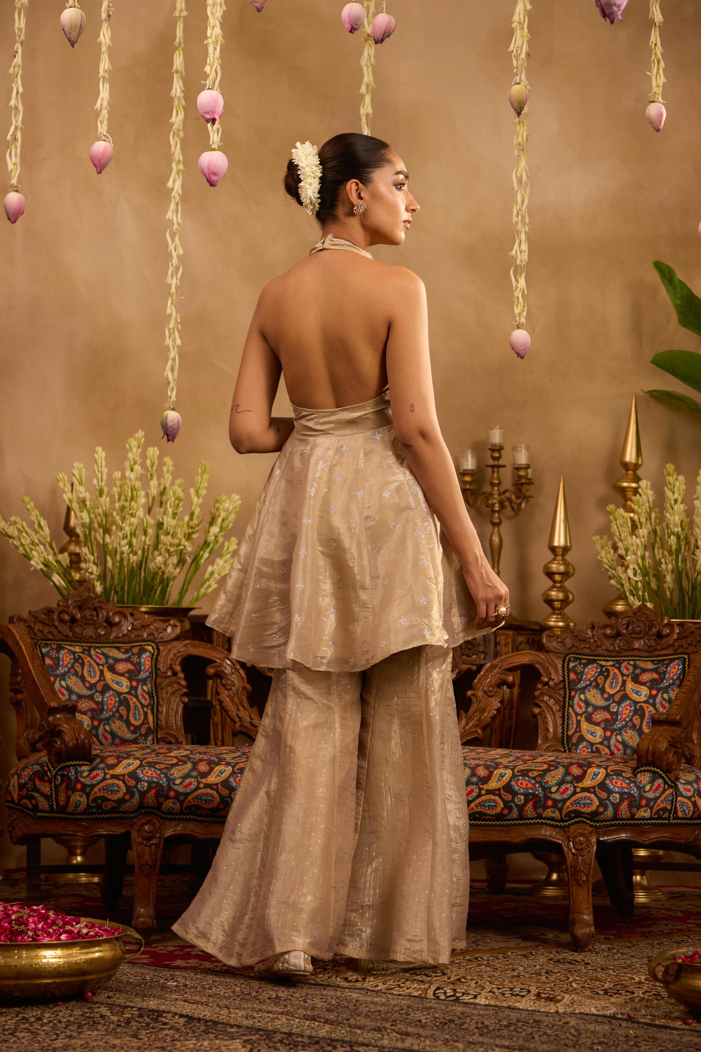 Mastaani Champagne Mist Peplum Kurta Set
