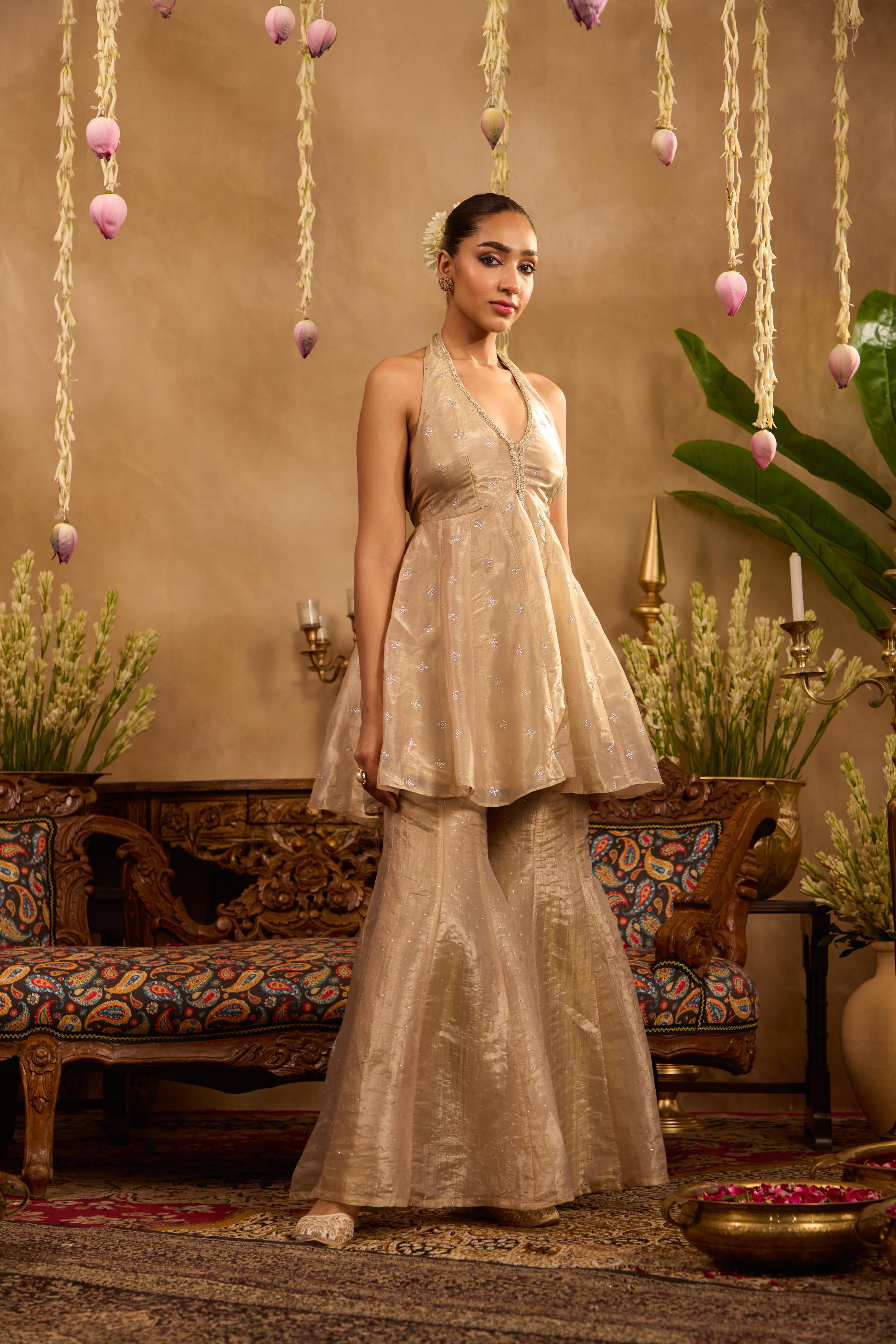 Mastaani Champagne Mist Peplum Kurta Set
