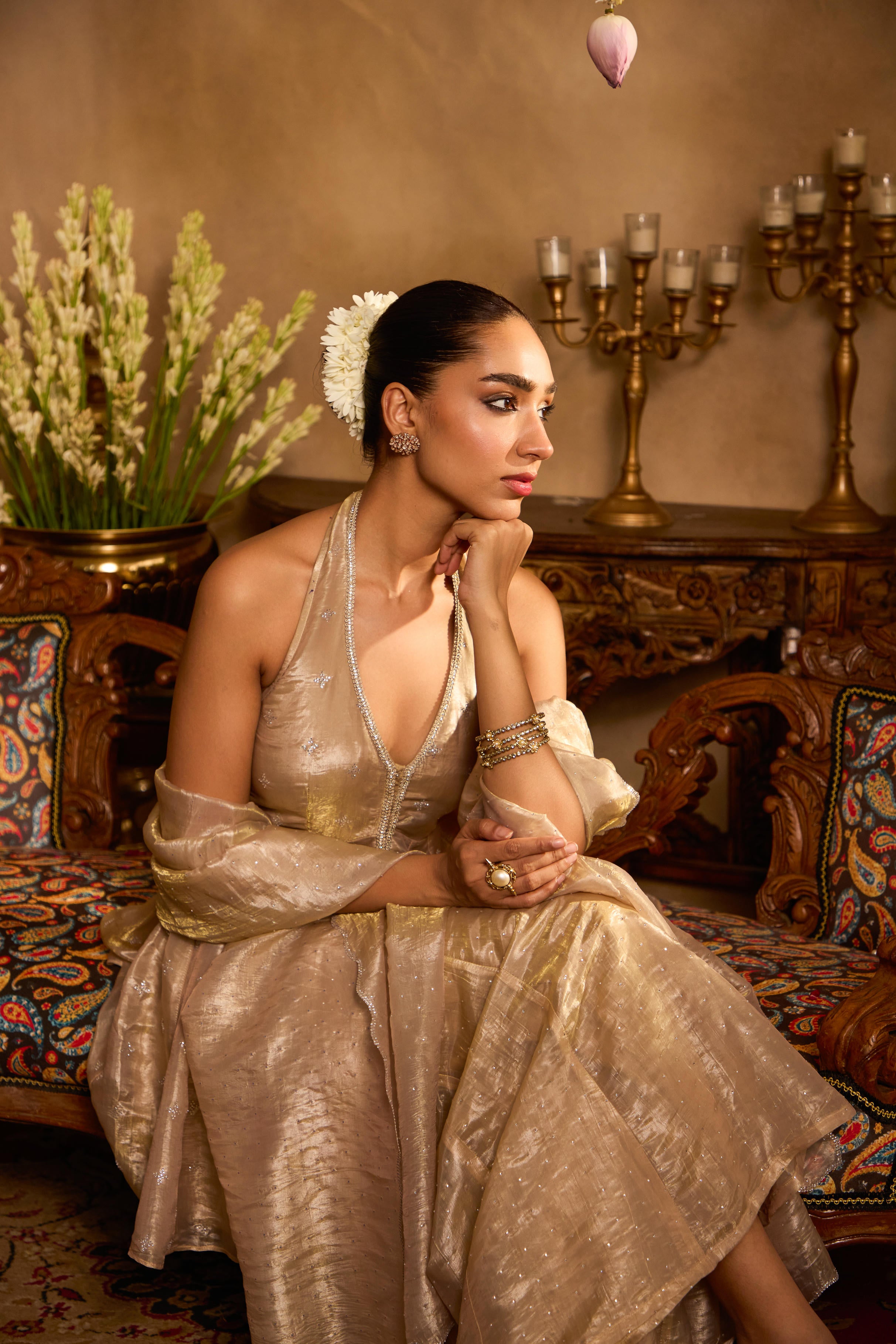Mastaani Champagne Mist Peplum Kurta Set