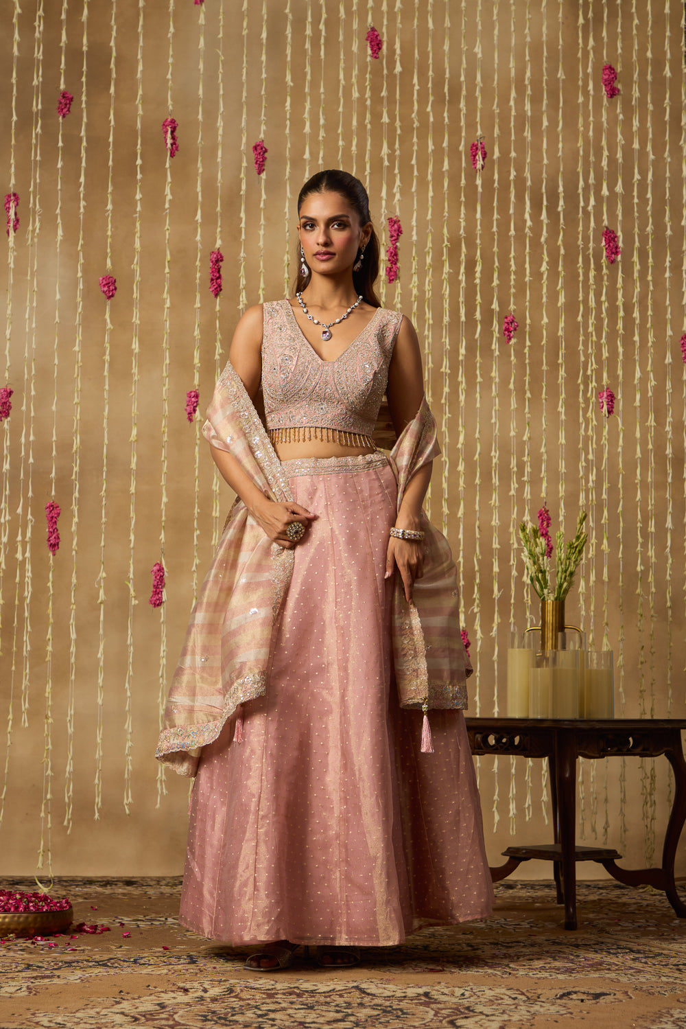 Jhoom Rose Shimmer Lehenga Set