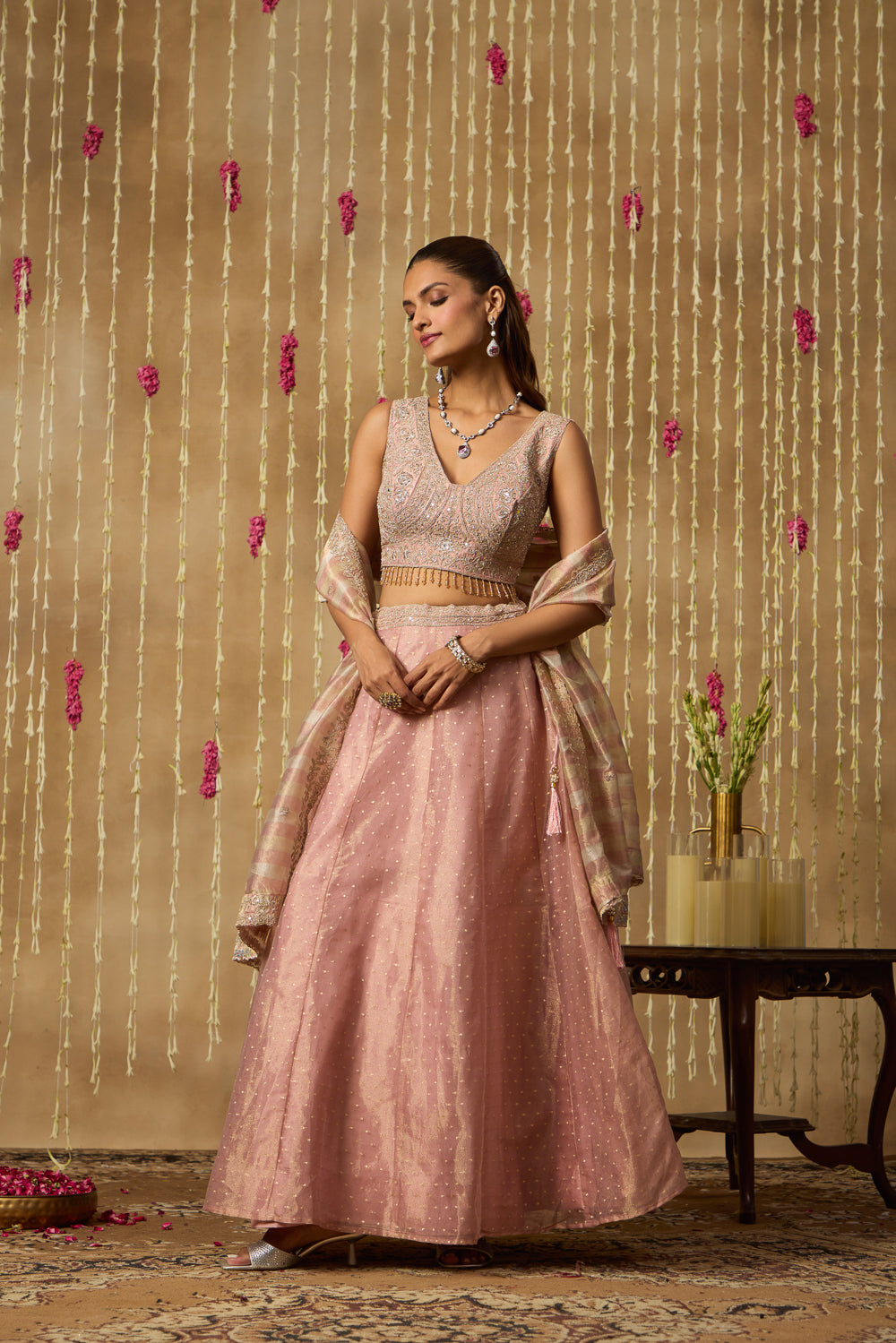 Jhoom Rose Shimmer Lehenga Set