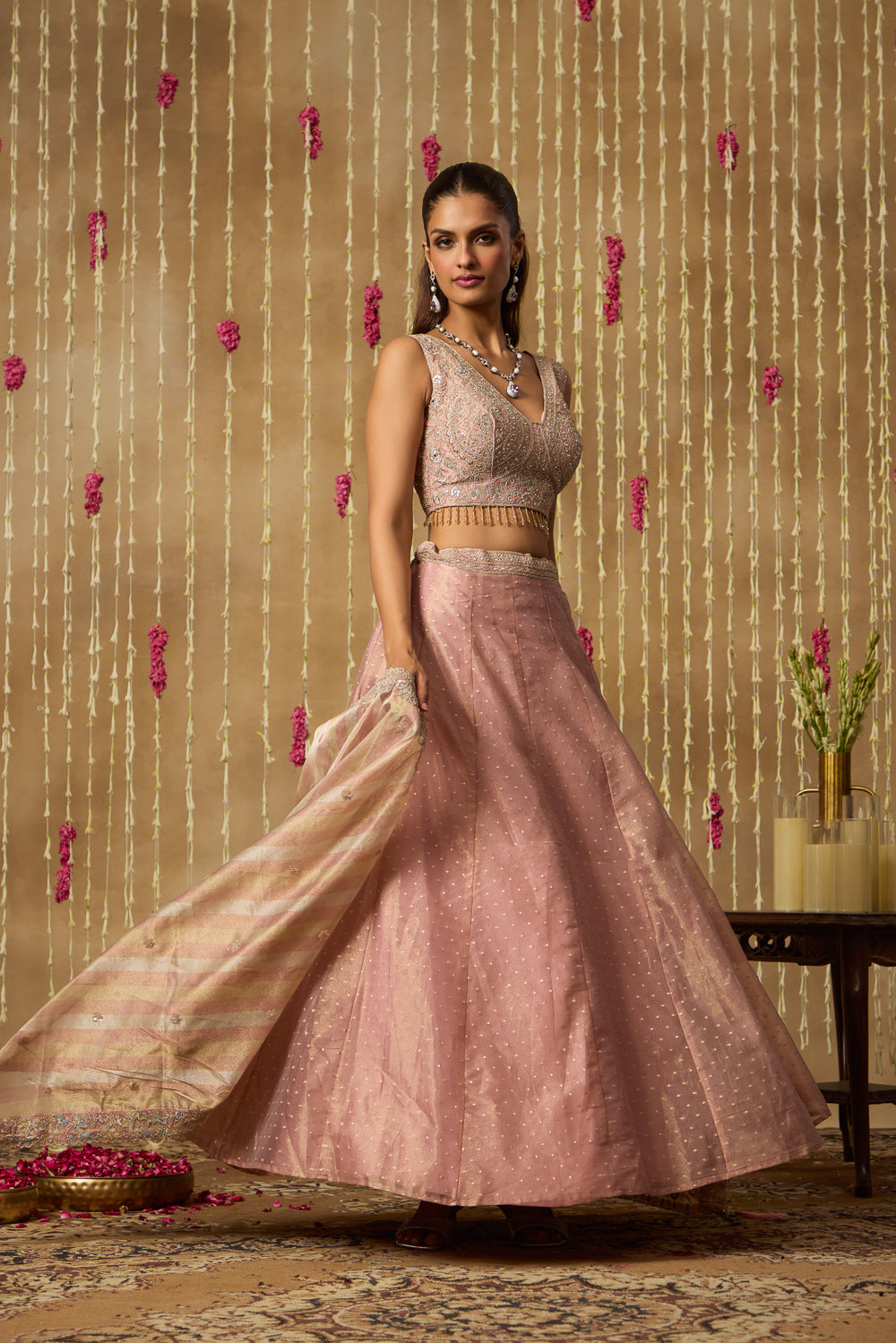Jhoom Rose Shimmer Lehenga Set