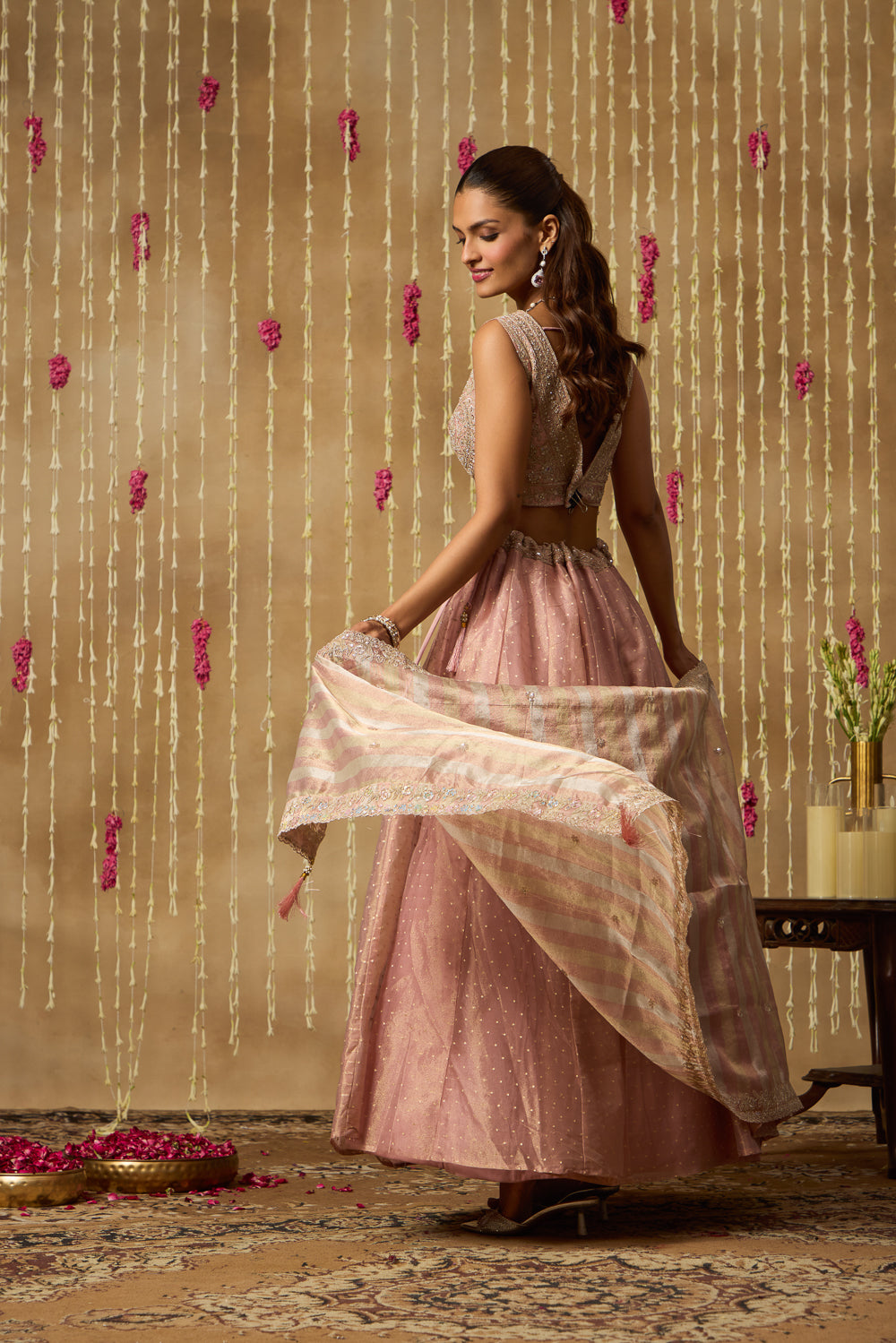 Jhoom Rose Shimmer Lehenga Set