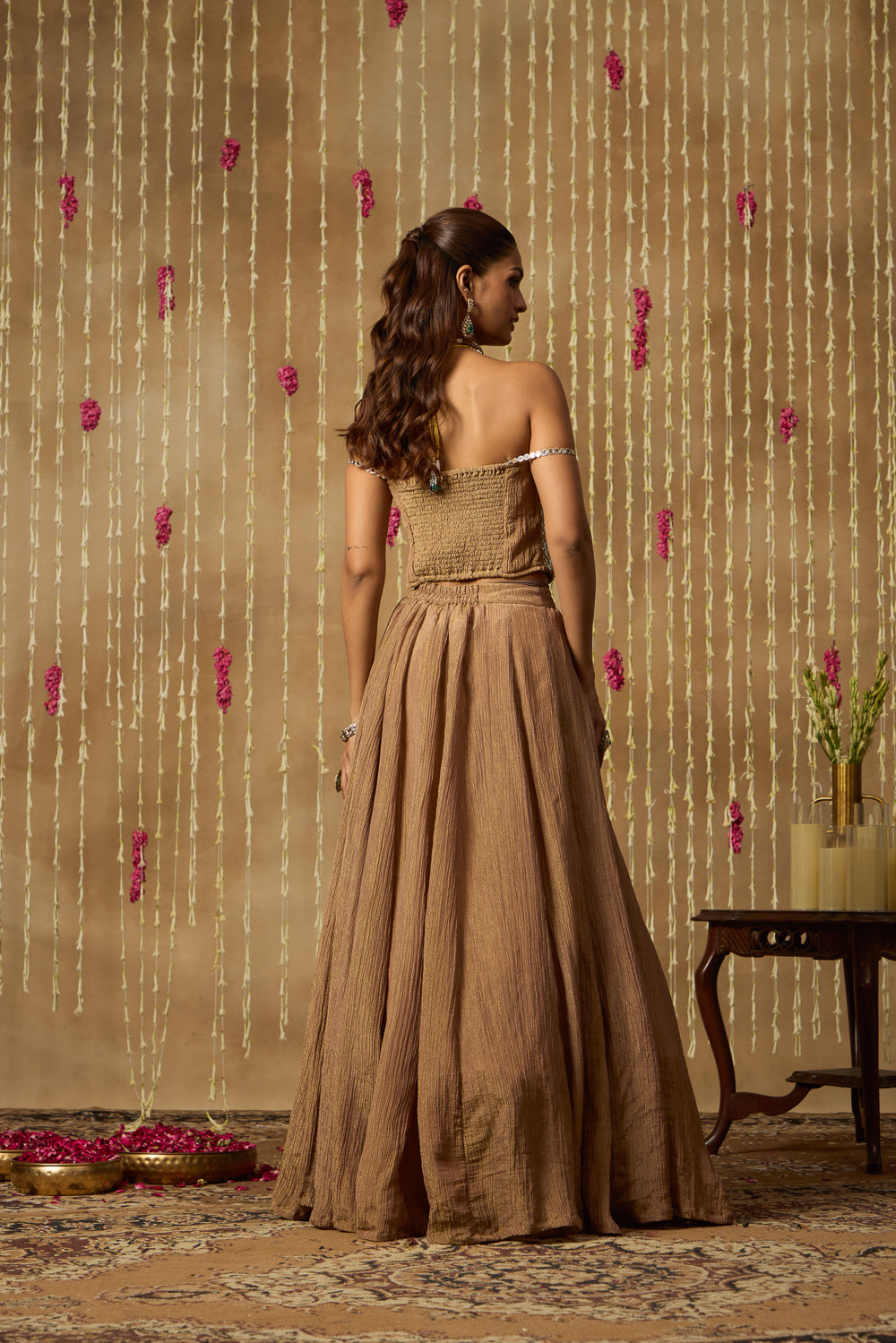 Jhoom Mocha Mirror Lehenga Set