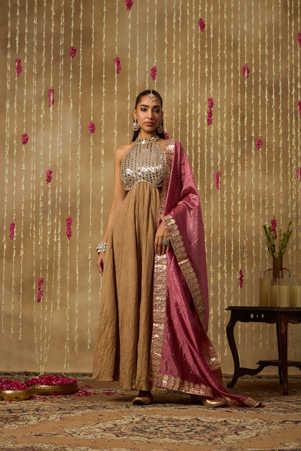 Jhoom Mocha Mirror Anarkali Set