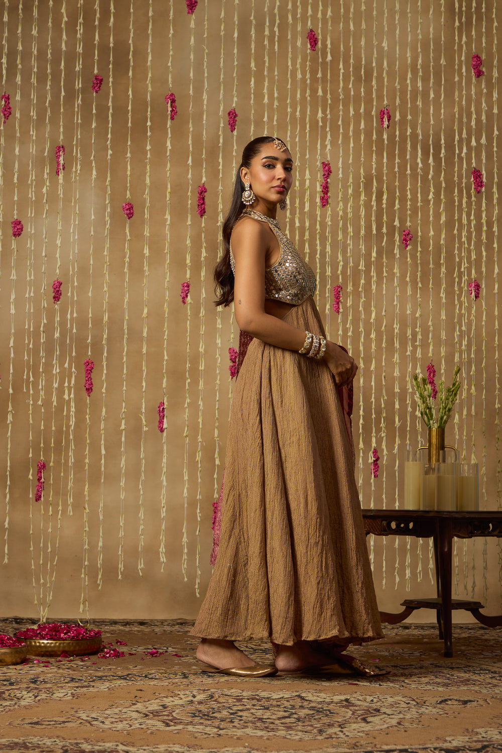 Jhoom Mocha Mirror Anarkali Set