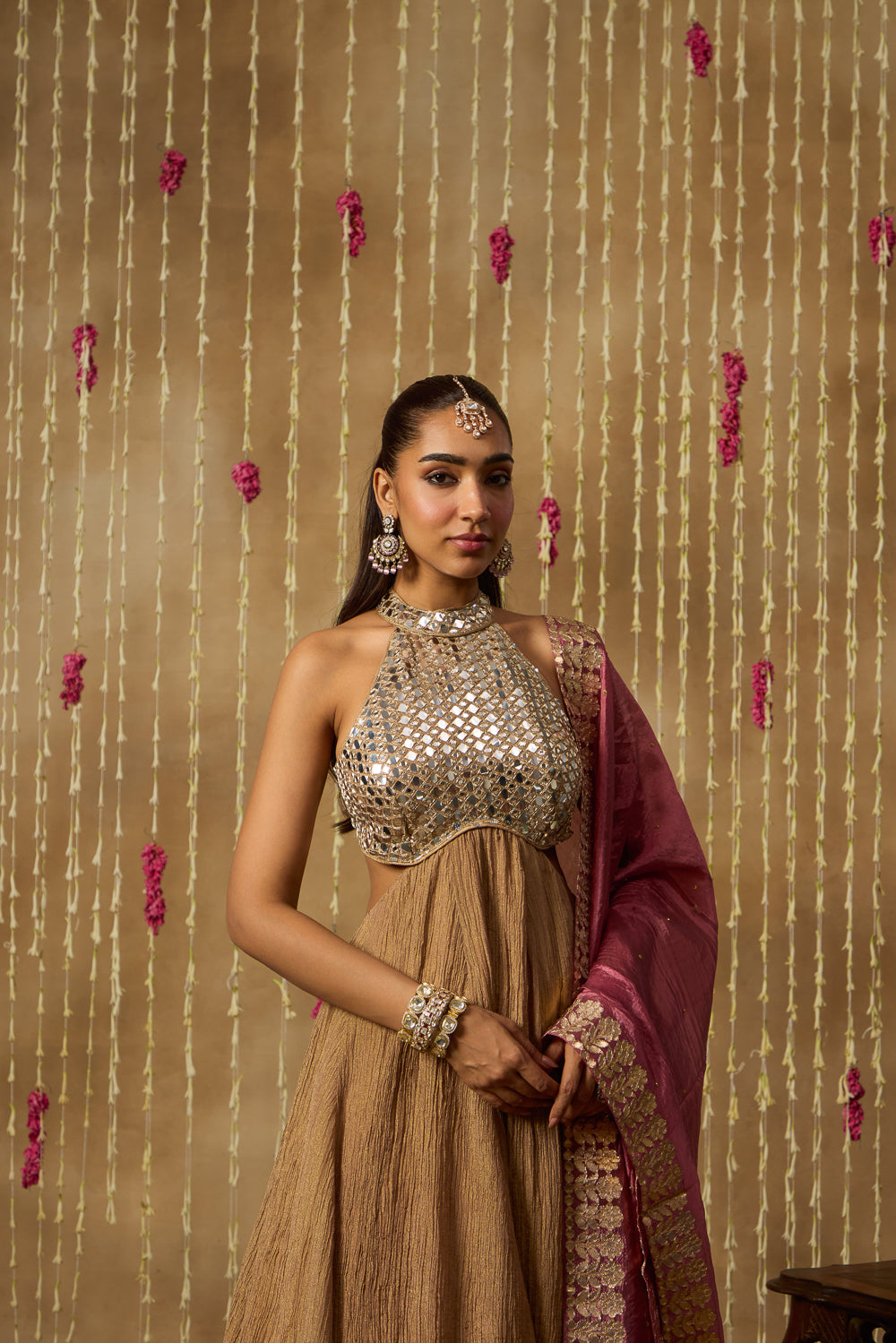 Jhoom Mocha Mirror Anarkali Set