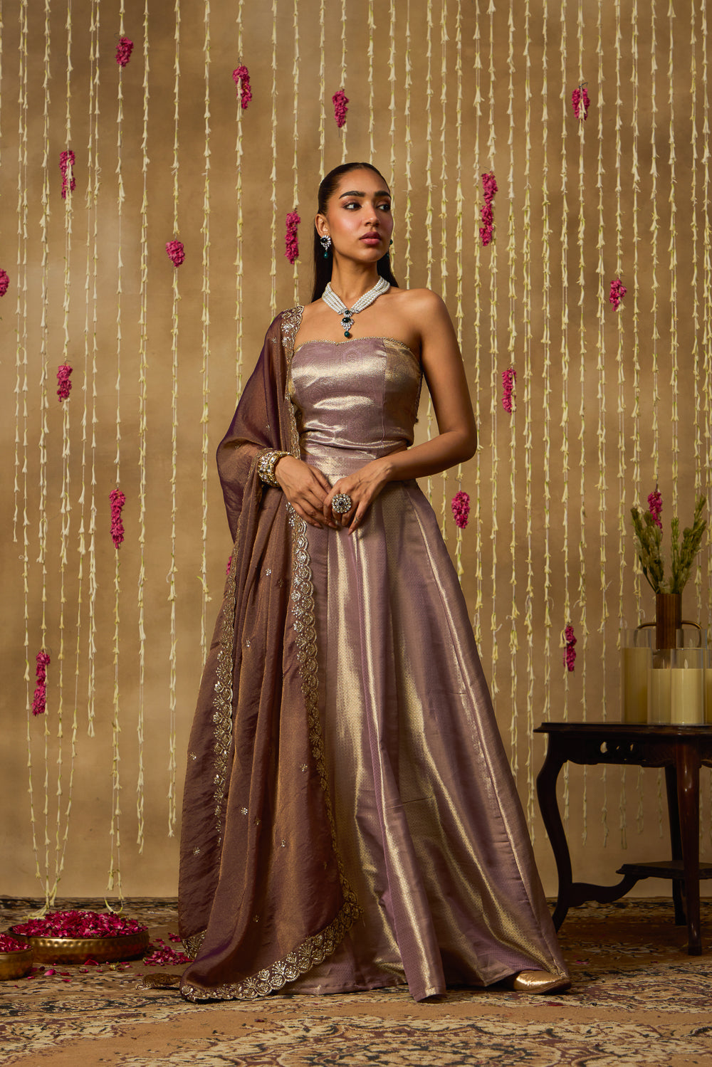 Jhoom Mauve Gold Lehenga Set