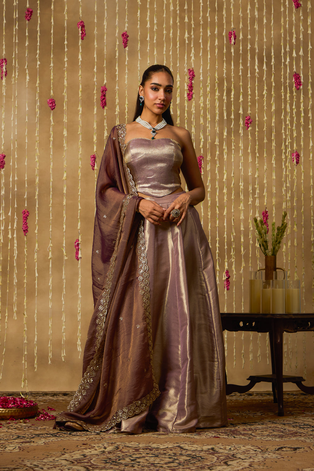 Jhoom Mauve Gold Lehenga Set