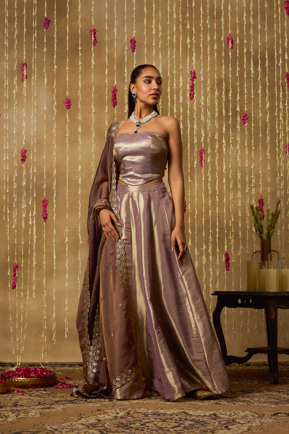 Jhoom Mauve Gold Lehenga Set