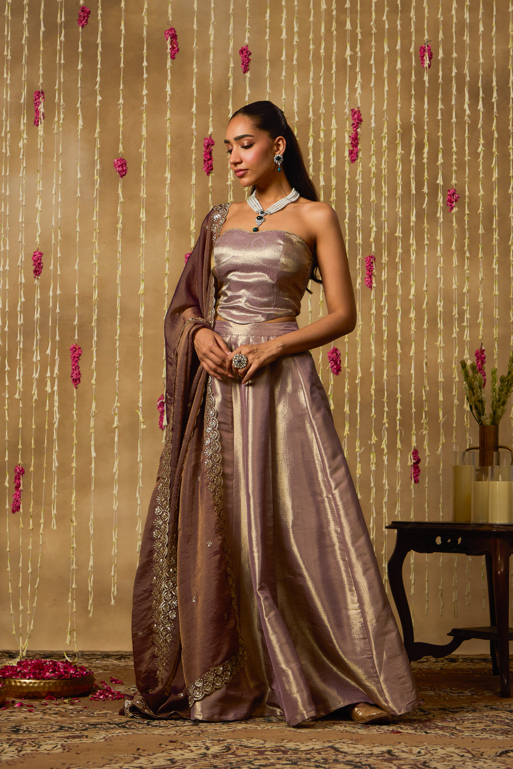 Jhoom Mauve Gold Lehenga Set