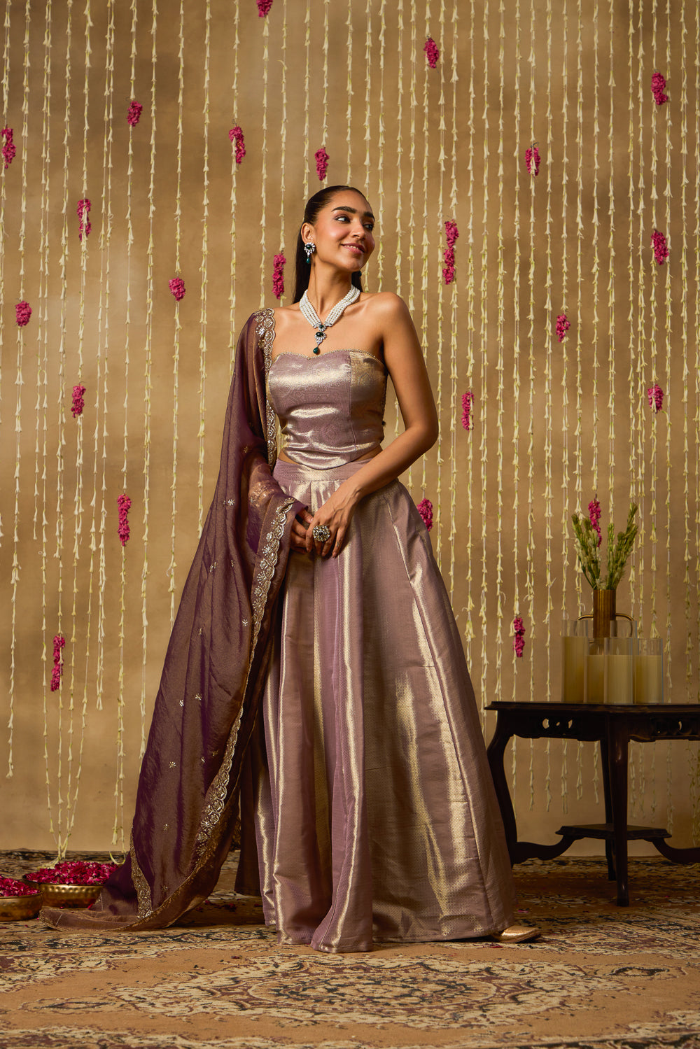 Jhoom Mauve Gold Lehenga Set