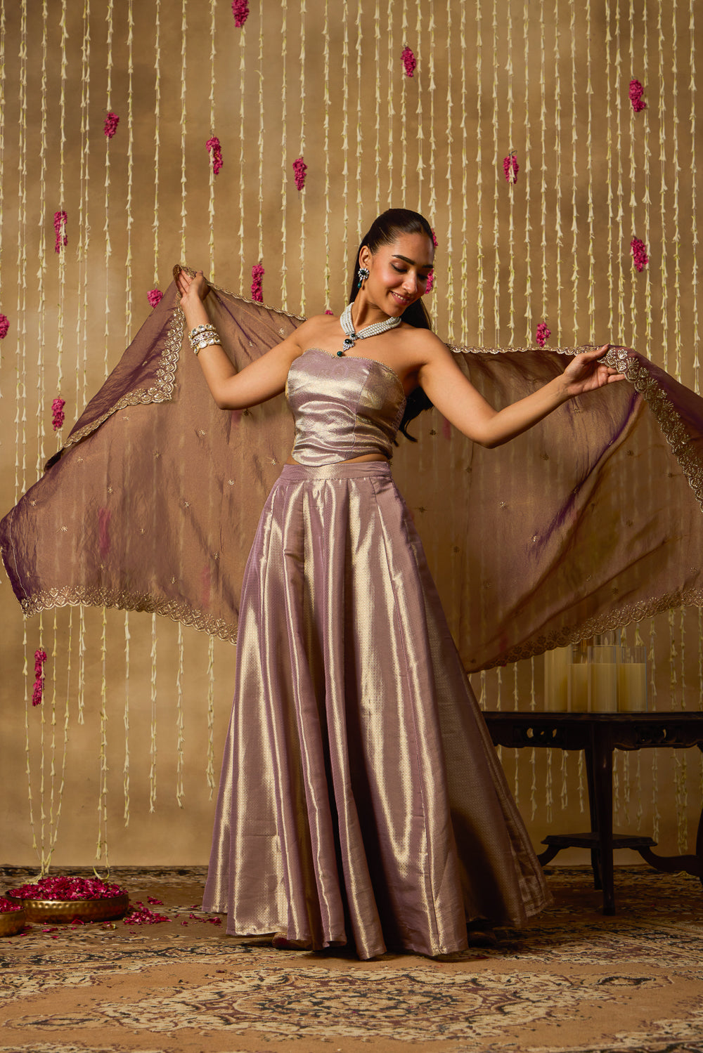 Jhoom Mauve Gold Lehenga Set