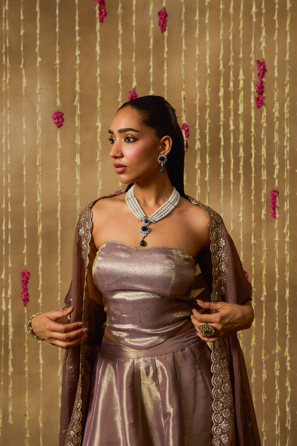 Jhoom Mauve Gold Lehenga Set